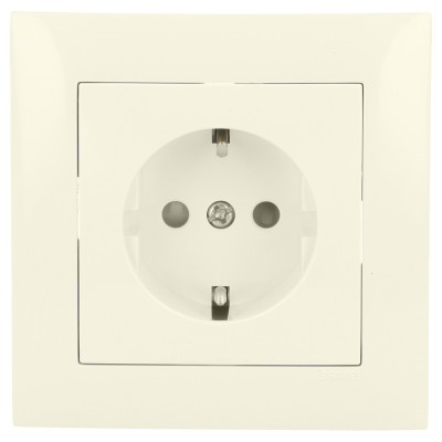 Tomada Schuko c/ Obturador Marfim