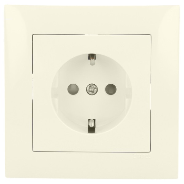 Tomada Schuko c/ Obturador Marfim